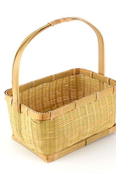 M Bamboo Basket with Handle | Woven Picnic Lunch Box Basket