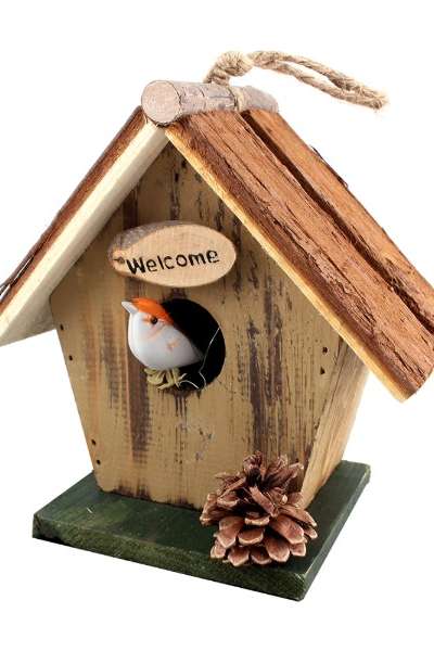 DIY Wooden Birdhouse | Hanging Plant Garden Decoration for Flower Beds and Yards