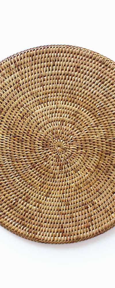 L 33cm Rattan Round Placemat (Premium Coaster Wood Tray Serving Tray Table Mat Nordic Interior Decor)