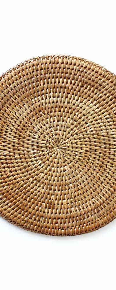 M 28cm Rattan Round Mat (Premium Wood Tray Coaster Table Mat Nordic Interior Decor)