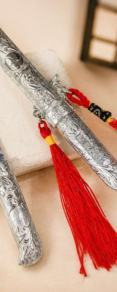 Korean Souvenir Traditional Silver-Plated Letter Opener | Luck Wish Fortune Protection Foreign Tourist Group Gift Promotional Item Commemorative Gift