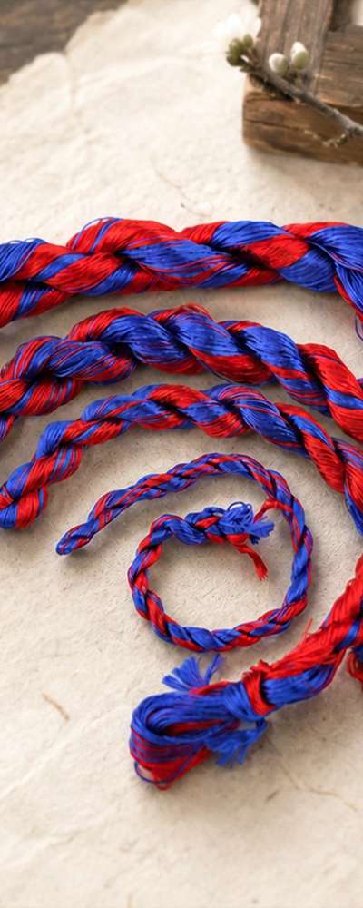 Traditional Blue and Red Thread Collection (for Wedding Ceremonial Gifts, First Birthday Celebration Props, Craft Supplies)