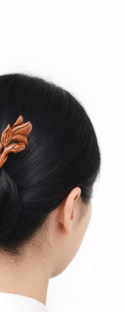 Traditional Wooden Hairpin (Elegant Wood Hairpin Holder Korean Hanbok Decorative Accessory Wood Hair Stick Updo Hair Pin)