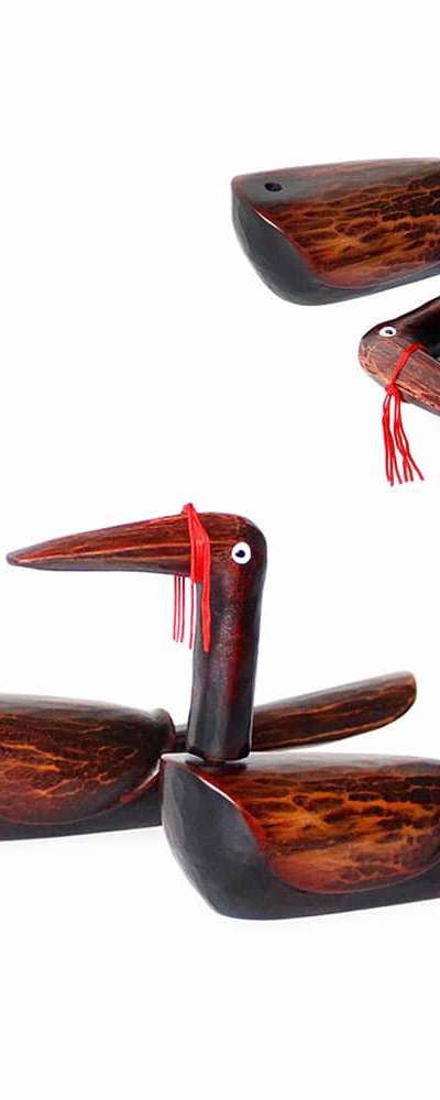 Traditional Hand-Carved Wooden Geese Pair (Premium Wedding Paebaek Prop Korean Souvenir)