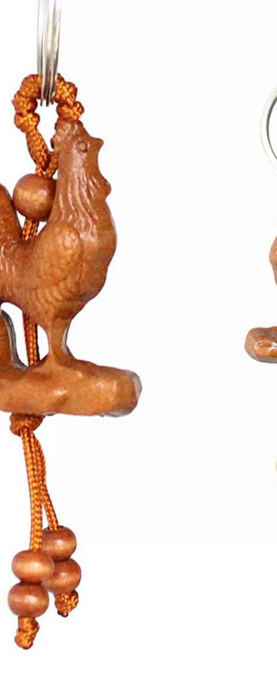 Peachwood Zodiac Keyring - Rooster (1pc) (Traditional Amulet Charm Keyring Wealth Lucky Fortune Wish Fulfillment Group Gift)