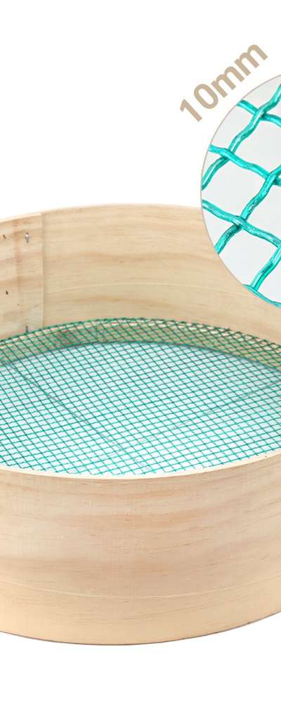 Domestic 47cm Extra-Large Wooden Sieve Mesh 10mm (Bean Sorting Skimmer, Bread Strainer, Multi-Purpose Baking Sifter)
