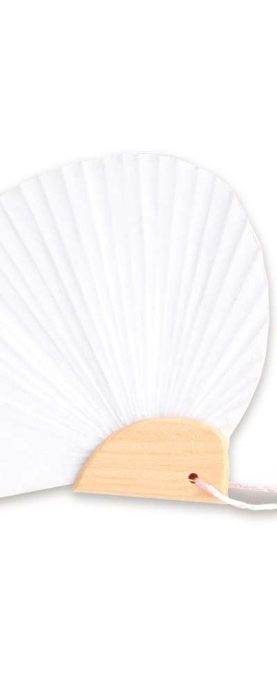 Traditional Mini Clamshell-Shaped Hanji Paper Fan, Blank (Calligraphy Bamboo Drawing DIY Art Supplies At-Home Craft)