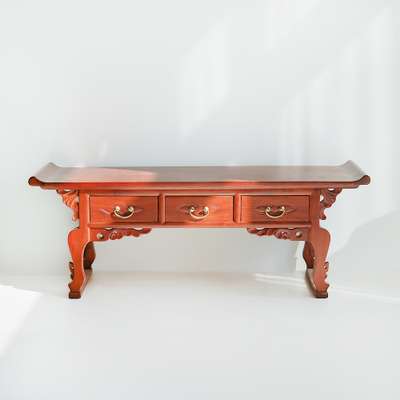 Premium Zelkova Wood Gyeongsan Table (Medium) 93cm Traditional High-End Antique Furniture