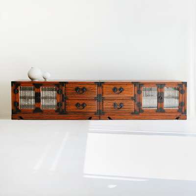Premium Paulownia Lattice Door Cabinet Set Traditional Antique Furniture