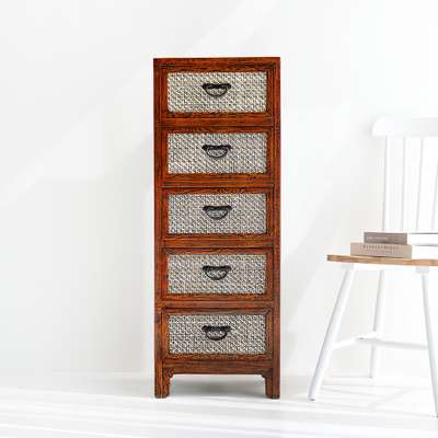 5-Tier Bamboo Chest of Drawers - Traditional Korean Antique Furniture