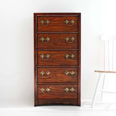 Paulownia Solid Wood 5-Drawer Traditional Antique Cabinet