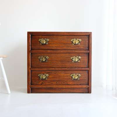 Paulownia Wood 3-Tier Traditional Wooden Cabinet Antique Furniture