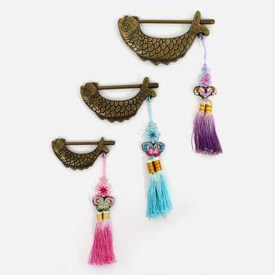 Traditional Antique Fish-Shaped Lock with Hanging Ornament