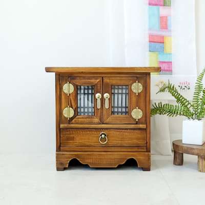 Cedarwood Angular Lattice Single-Tier Phone Stand Traditional Antique Furniture