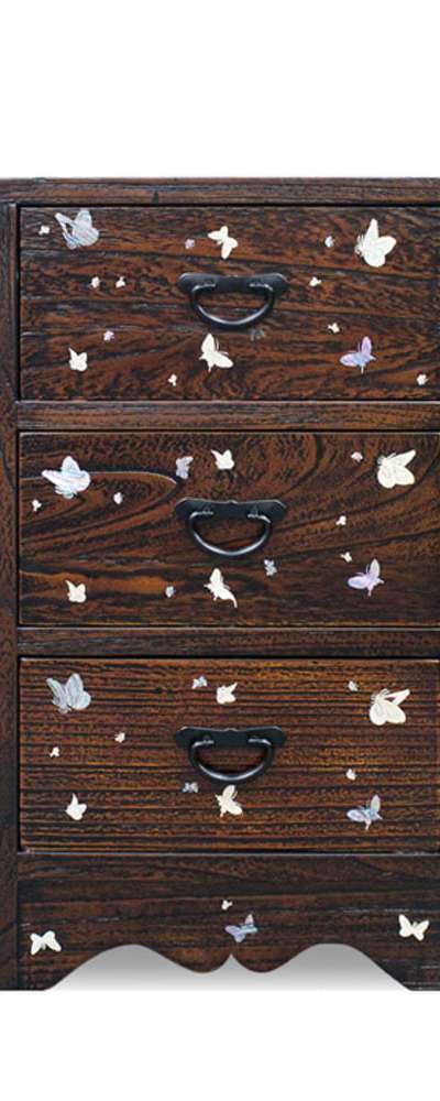 Mother-of-Pearl Butterfly 3-Drawer Chest D - Traditional Korean Antique Furniture