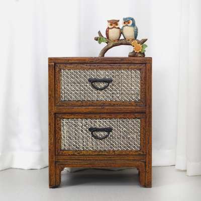 2-Tier Bamboo Drawer Chest - Traditional Antique Furniture