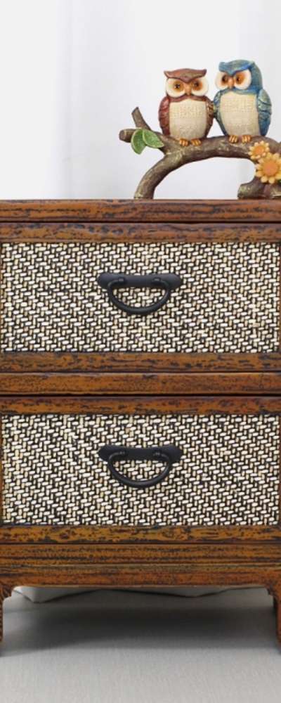 2-Tier Bamboo Drawer Chest - Traditional Antique Furniture