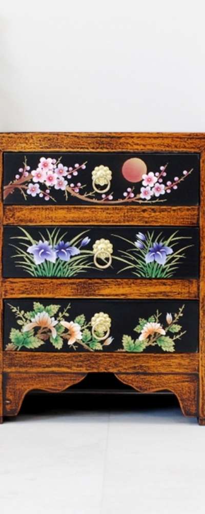 3-Tier Picture Drawer Cabinet - Traditional Antique Furniture