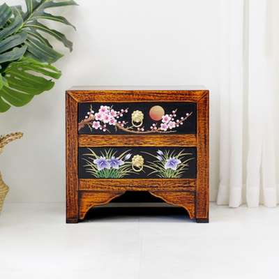 2-Tier Painted Drawer Cabinet Traditional Antique Furniture