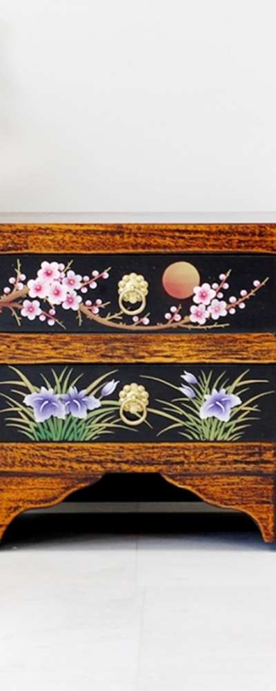2-Tier Painted Drawer Cabinet Traditional Antique Furniture