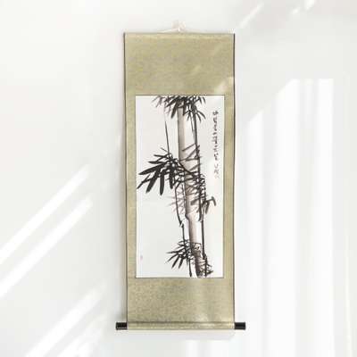 Hand-Painted Oriental Ink Painting Traditional Hanging Scroll Large Bamboo by Namjeong