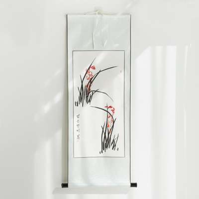 Handwritten Namjeong Oriental Painting Traditional Scroll Large Orchid