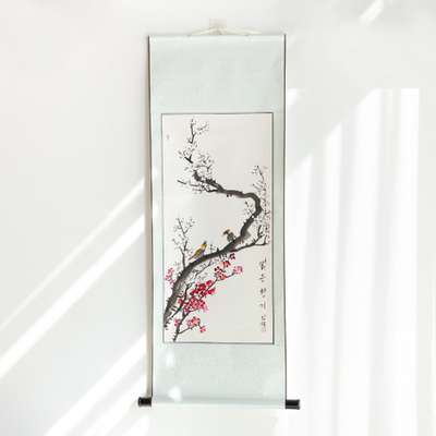 Hand-Painted Traditional Korean Ink Painting Scroll Large - Plum Blossom by Nam Jeong