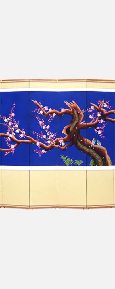 Premium Plum Blossom Hand-Embroidered 10-Panel Folding Screen + Support Rubber Strap Included