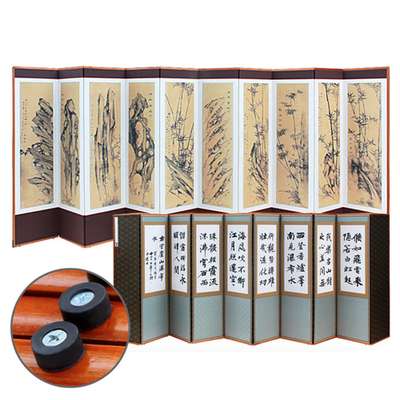 Hwahgyeong Fantastical Rock Landscape 10-Panel Folding Screen + Support Rubber Feet Gift