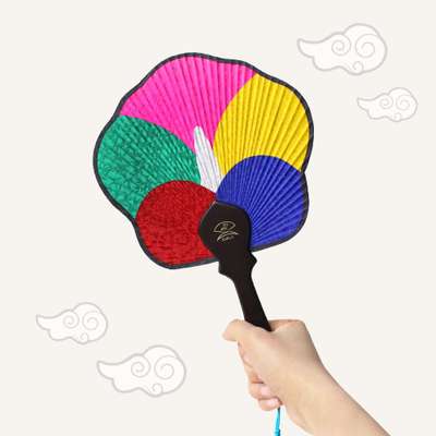 国産ムクゲ扇子 小型（伝統韓国記念品 外国人ギフト 民俗 夏扇 演劇 舞踊 小道具）