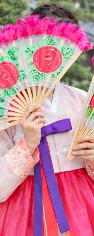 Traditional Korean Fan Dance Fan 2-Piece Set (Classical Korean Dance, Sports Day, Performance, Event, Practice, Flower Fan, Interior Decoration)