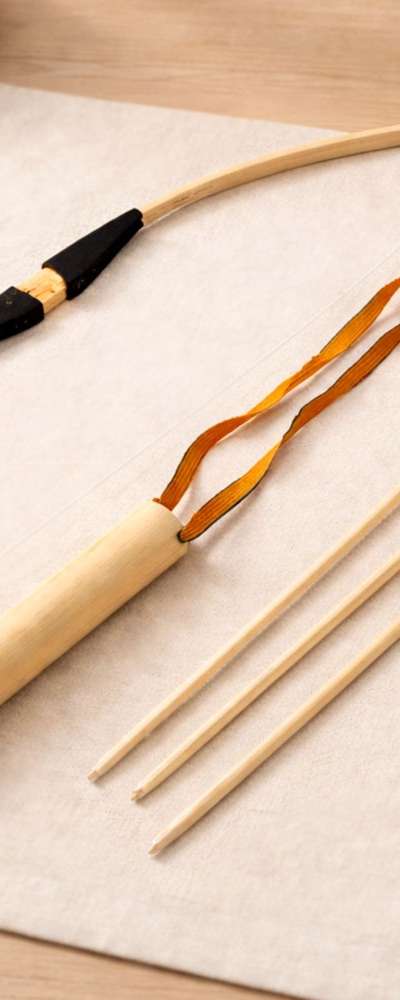 Traditional Bamboo Bow Qubang Arrow + Quiver Set (Folk Play Experience Archery Chuseok Seollal Holiday Decoration Props)
