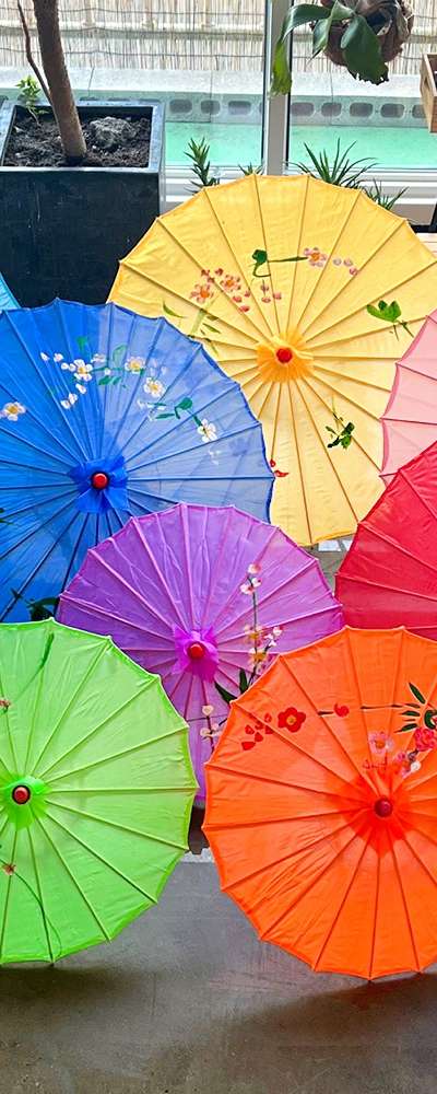Colored Bamboo Umbrella | Japanese Traditional Dance Decoration Washi Paper Japanese-Style Establishment Tavern Ceiling Interior Decor Props