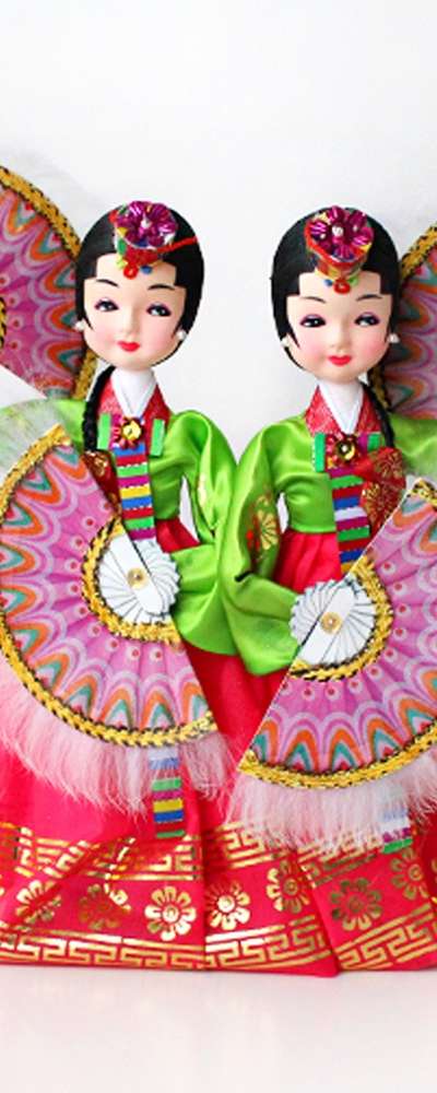 Traditional Fan Lady Pair Doll | Hanbok Foreign Gift Korean Souvenir