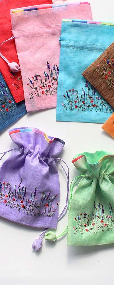S1620 Embroidered Ramie Pouch | Lucky Bag Gift Wrapping