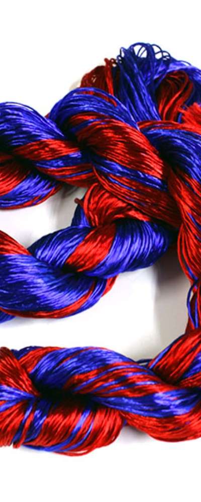 Korean Blue and Red Silk Royal Thread 47cm - Silk Thread for First Birthday Celebration, Wedding Ceremony, and Traditional Crafts