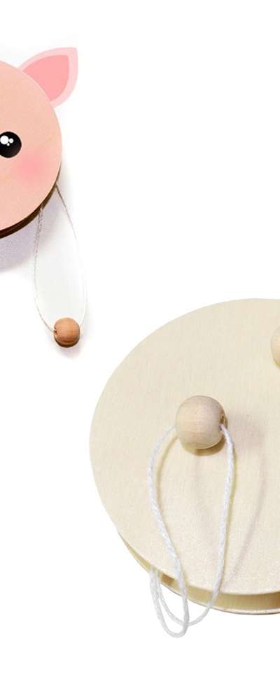 Wooden Tambourine Set of 2 (Shaker Rattle Toy - DIY Art and Craft Activity Materials)
