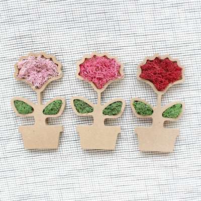 カーネーション モスアイシー作成 1セット（5月 家庭の月 父母の日 先生の日 DIY 植木鉢 アイシー キット）
