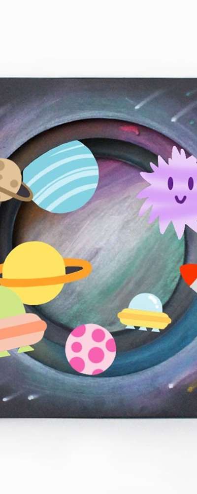 DIY 3D Space Frame Making Kit (Solar System Planets Coloring Book Art & Craft Activity)