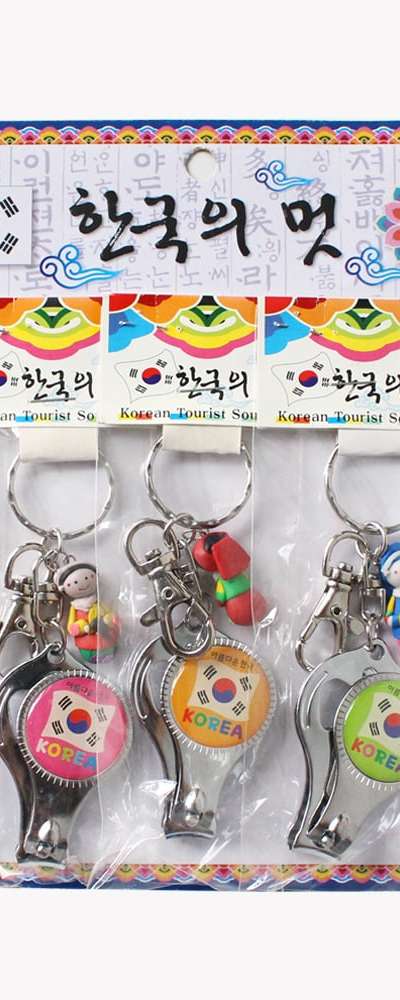 Taegeuk Character Multi-Tool Keyring 5-Piece Set - Bottle Opener, Nail Clipper - Foreign Visitor Gift, Souvenir
