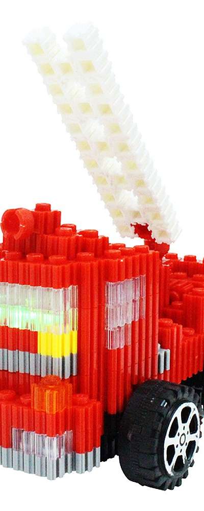 LED Fire Truck Foam Block Design Set | Toy Pom Pom Color