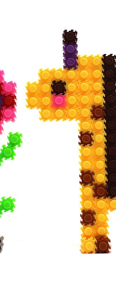 Giraffe Defoam Block Design Set | Mini Pompom Color Animal Block