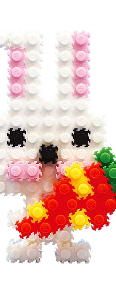 Rabbit Deform Block Design Set | Mini Pom Pom Color Animal Block