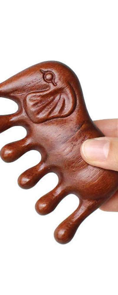 Wood Elephant Gua Sha 1P (Wooden Hand Acupressure Tool Scalp Foot Massage Stick Portable Meridian Massage Rod Health Gift)