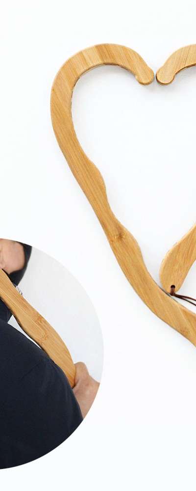 Damyang Bamboo Hook Massager | Question Mark Design for Trapezius and Neck Muscle Massage, Wooden Back Scratcher for Frozen Shoulder