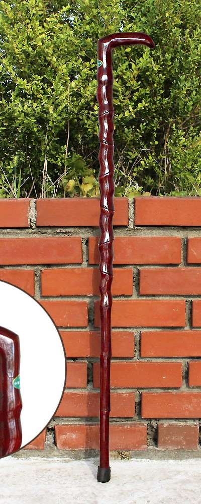 Wave Walking Cane | Natural Wood Senior Mobility Stick Silver Care Gift