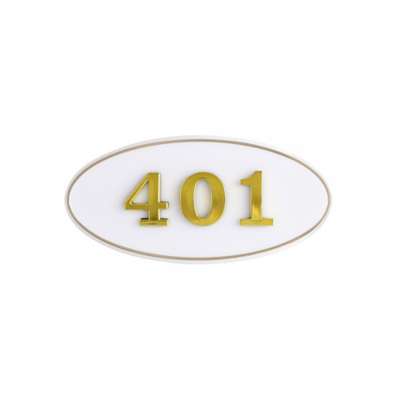Art Sign Mailbox Room Number Plate Oval White Adhesive