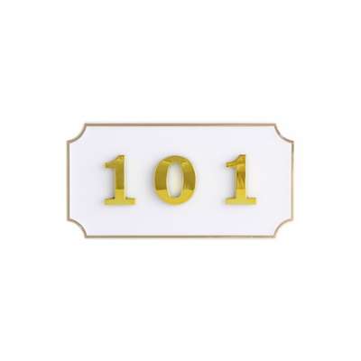 Art Sign Mailbox Room Number Plate Square White Adhesive Type