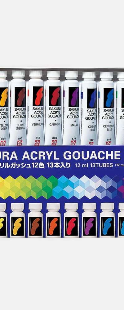 Sakura Acrylic Gouache Paint Set 12ml 12 Colors 13 Pieces