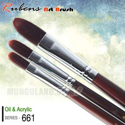 Rubens 661F Oil & Acrylic Flat Brush Set 7-Piece (Sizes #2, #4, #6, #8, #10, #12, #14)
